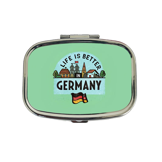 Life Is Better In Germany Flag Travel Pill Box Case