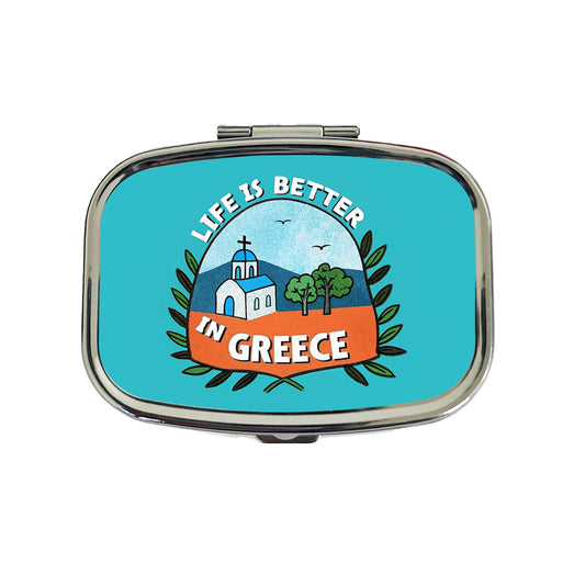 Life Is Better In Greece Travel Pill Box Case