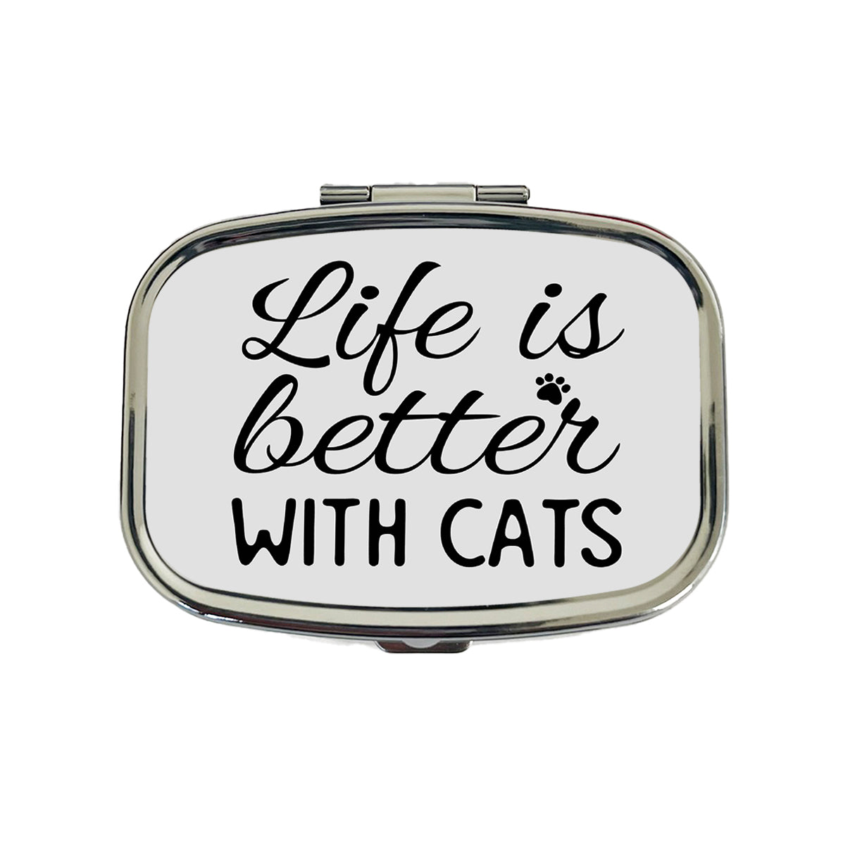 Life Is Better With Cats Gray Black Travel Pill Box Case