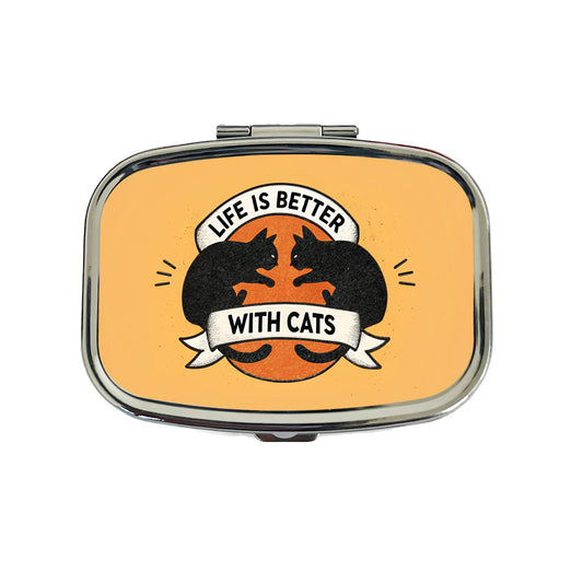 Life Is Better With Cats Travel Pill Box Case