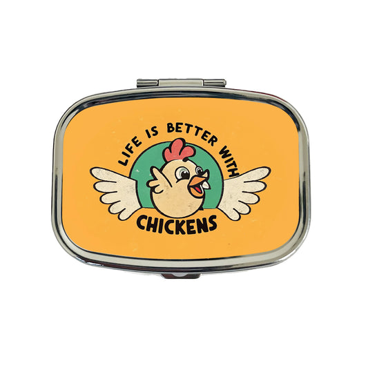 Life Is Better With Chickens Travel Pill Box Case