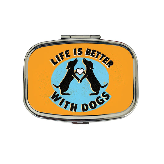 Life Is Better With Dogs Heart Travel Pill Box Case