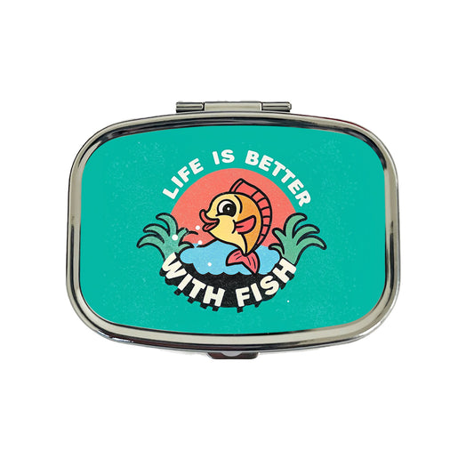 Life Is Better With Fish Fishing Travel Pill Box Case