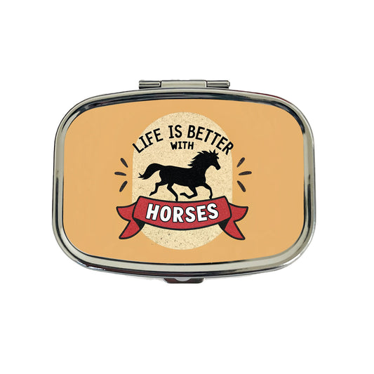 Life Is Better With Horses Travel Pill Box Case