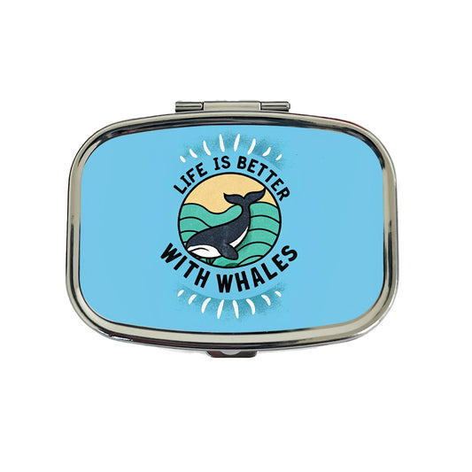 Life Is Better With Whales Travel Pill Box Case