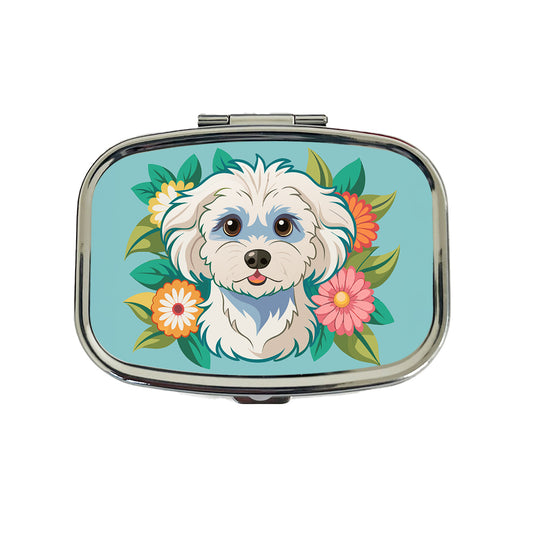Maltipoo Floral Motif Dog Cute Travel Pill Box Case