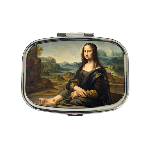 Mona Lisa With Foot Funny Travel Pill Box Case
