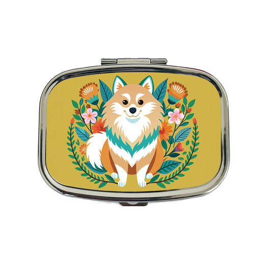 Pomsky Floral Motif Dog Travel Pill Box Case