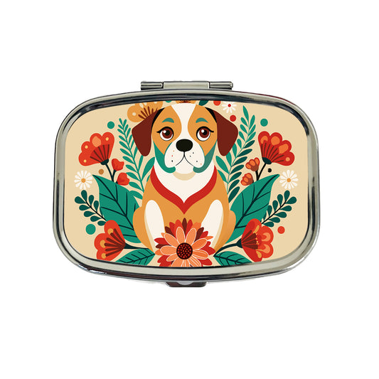 Puggle Floral Motif Dog Travel Pill Box Case