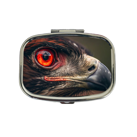 Red Eyes Hawk Bird Travel Pill Box Case