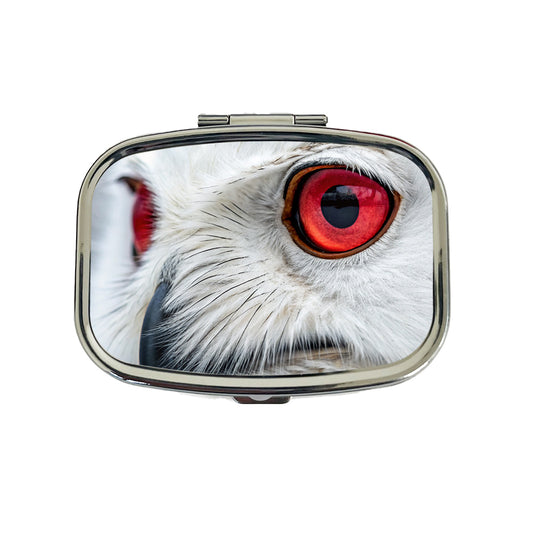 Red Eyes Owl Bird Travel Pill Box Case