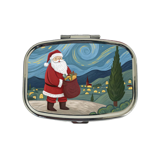 Santa Van Gogh Starry Night Christmas Funny Travel Pill Box Case