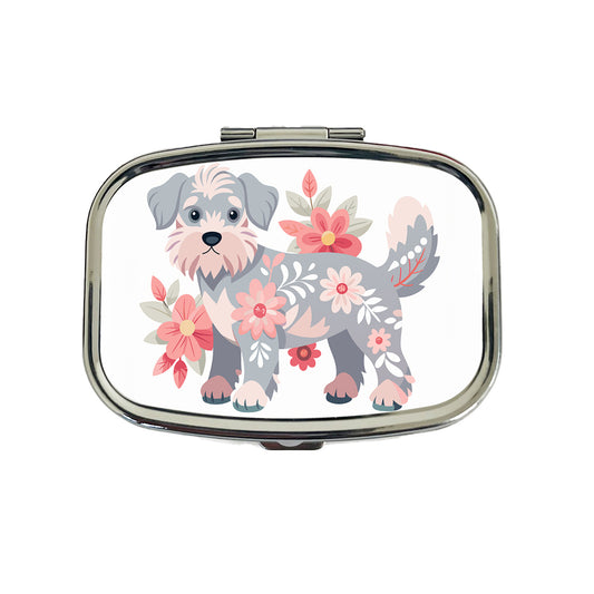 Schnoodle Floral Motif Dog Travel Pill Box Case