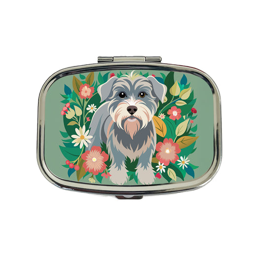 Schnoodle Floral Motif Green Dog Travel Pill Box Case