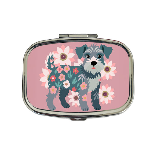 Schnoodle Floral Motif Pink Dog Travel Pill Box Case