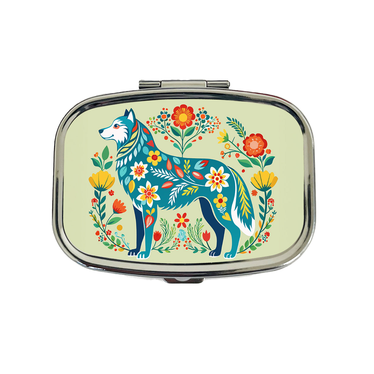 Siberian Retriever Floral Motif Beautiful Dog Travel Pill Box Case