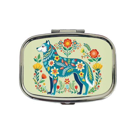 Siberian Retriever Floral Motif Beautiful Dog Travel Pill Box Case