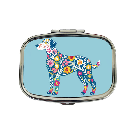 Weimador Floral Motif Blue Dog Travel Pill Box Case