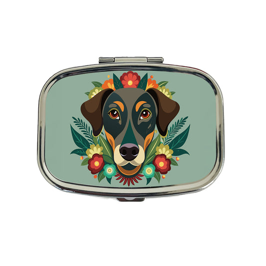 Weimador Head Floral Motif Gray Dog Travel Pill Box Case