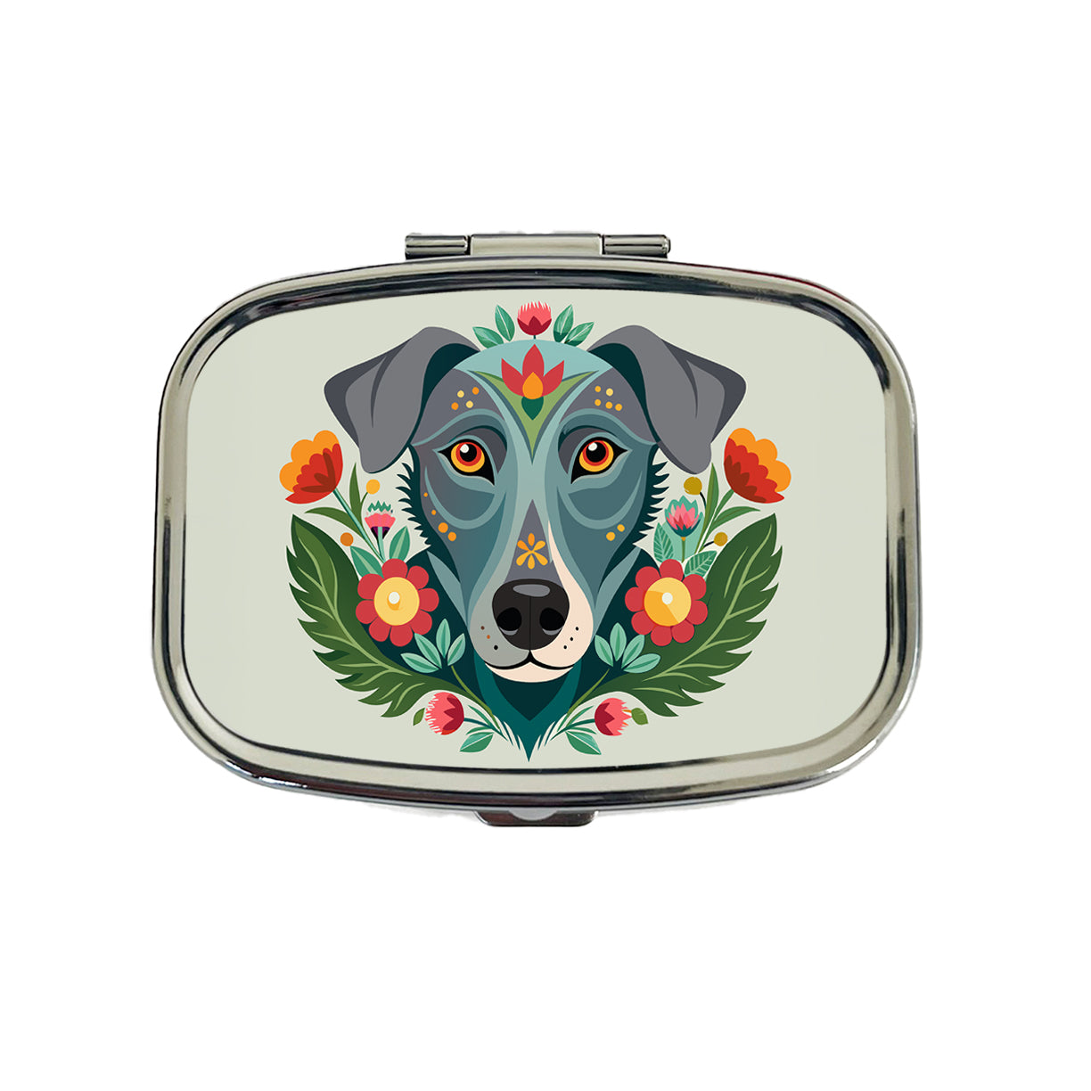 Weimador Head Floral Motif Travel Pill Box Case