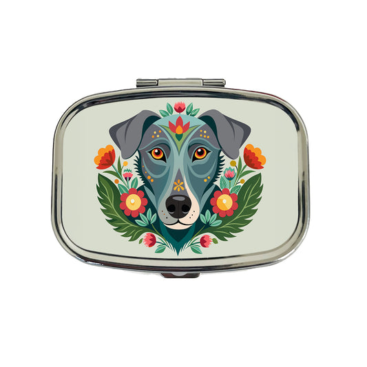 Weimador Head Floral Motif Travel Pill Box Case