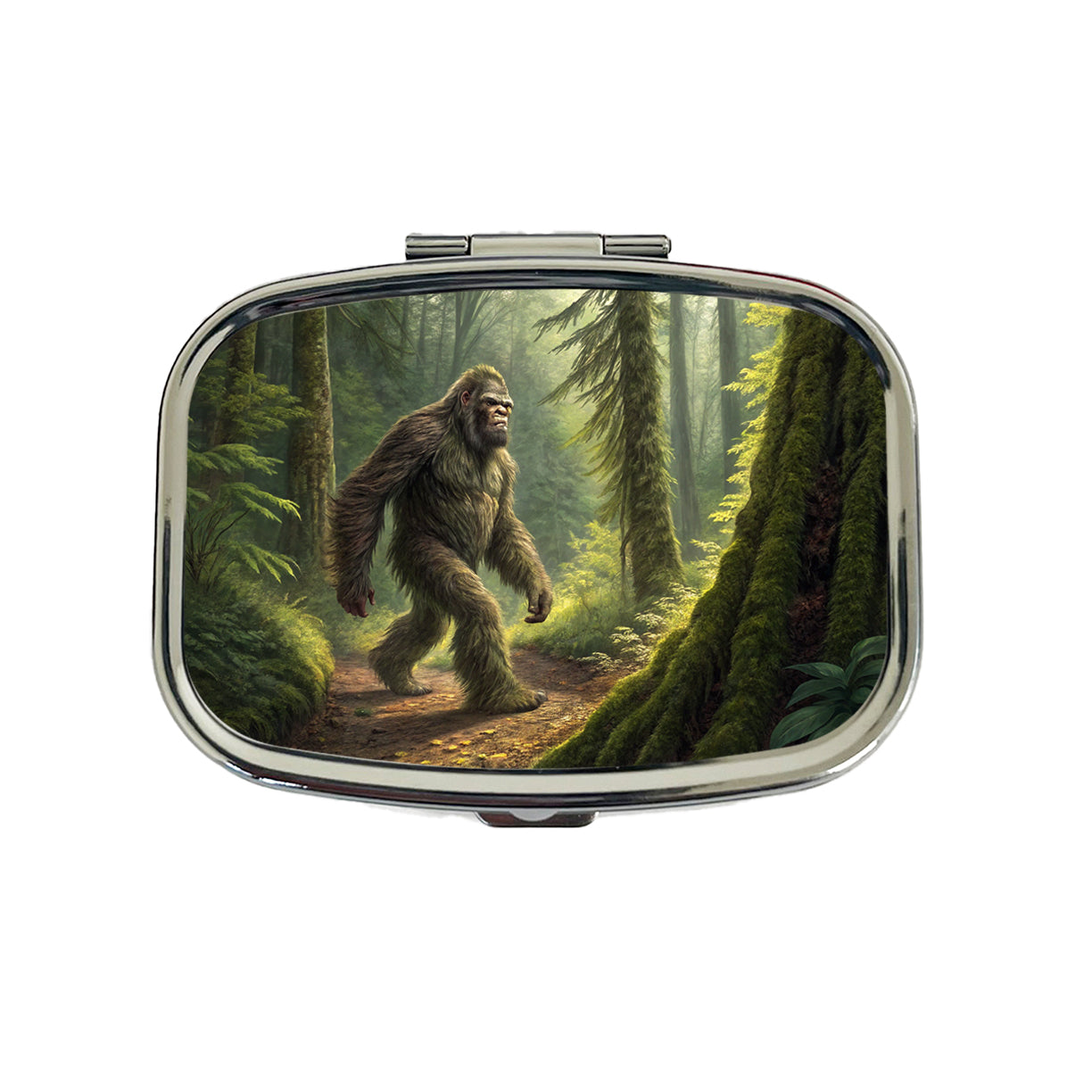 Bigfoot Hiking In Forest Travel Pill Box Case