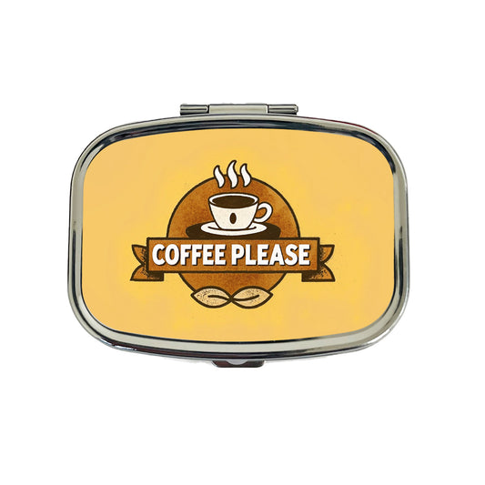 Coffee Please Yellow Travel Pill Box Case
