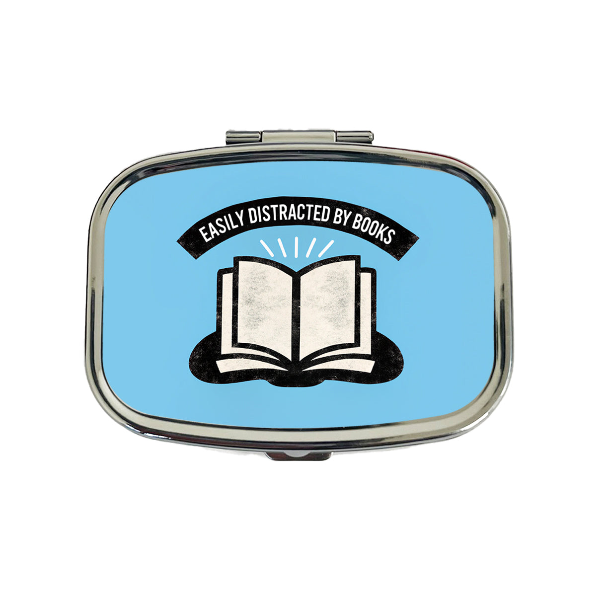 Easily Distracted By Books Reader Reading Travel Pill Box Case