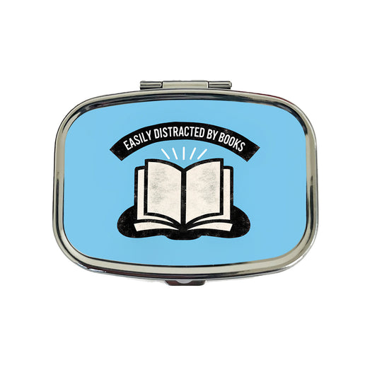 Easily Distracted By Books Reader Reading Travel Pill Box Case