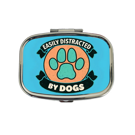 Easily Distracted By Dogs Travel Pill Box Case