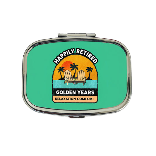Happily Retired Retirement Travel Pill Box Case