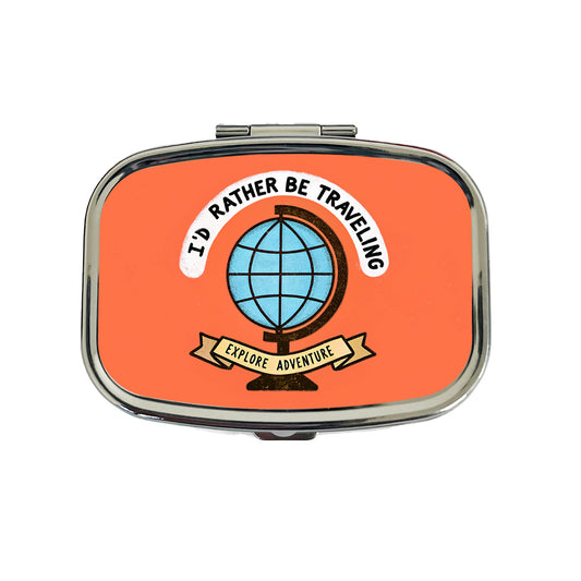 I'd Rather Be Traveling Globe Travel Pill Box Case