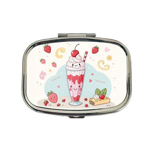 Kawaii Strawberry Milk Shake Travel Pill Box Case