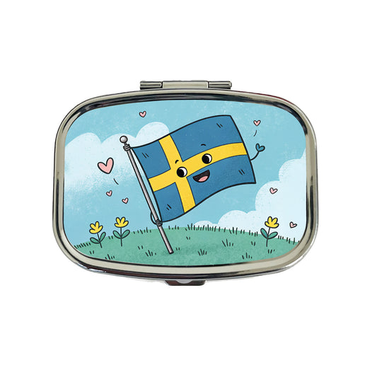 Kawaii Sweden Flag Travel Pill Box Case