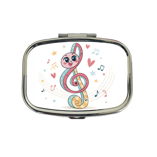 Kawaii Treble Clef Music Travel Pill Box Case