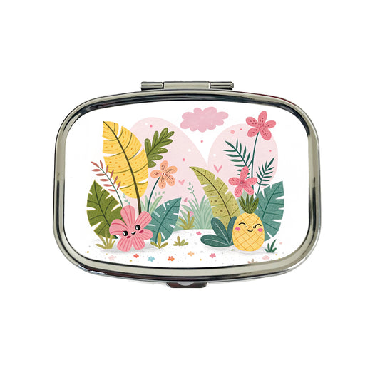 Kawaii Tropical Plants Travel Pill Box Case
