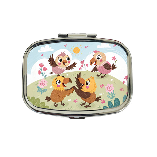Kawaii Vultures Birds Travel Pill Box Case