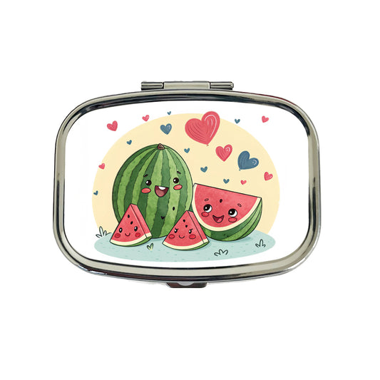 Kawaii Watermelon Hearts Travel Pill Box Case