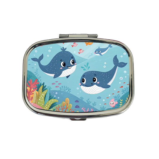 Kawaii Whales Travel Pill Box Case