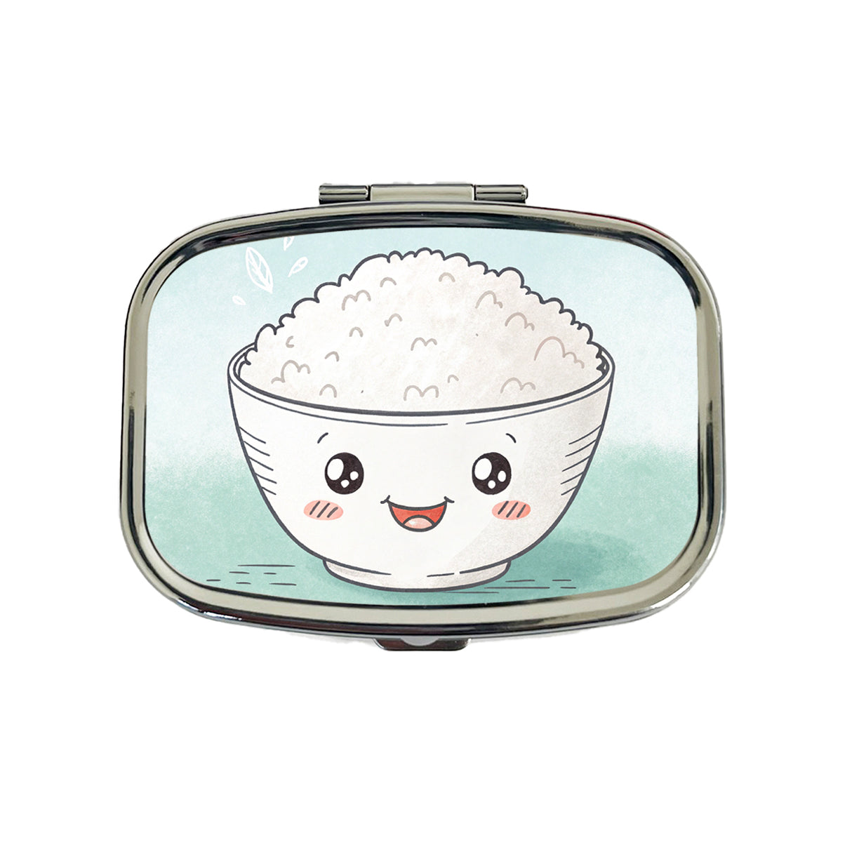 Kawaii White Rice Bowl Travel Pill Box Case