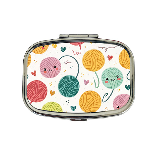 Kawaii Yarn Balls Knitting Crochet Travel Pill Box Case