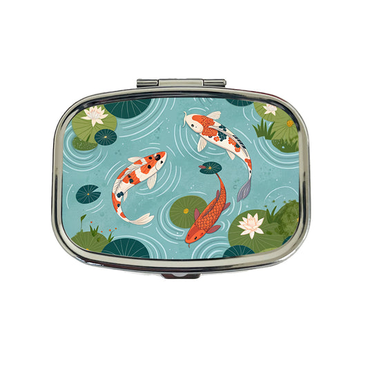 Koi Fish Swimming In Pond Travel Pill Box Case