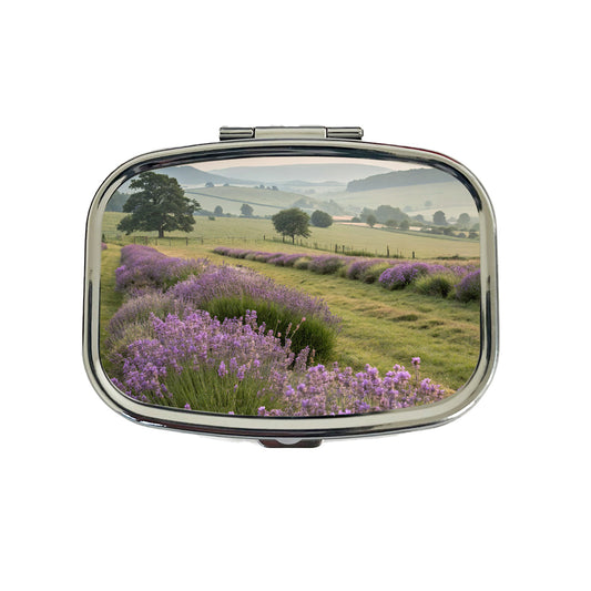 Lavender Flowers Field Travel Pill Box Case