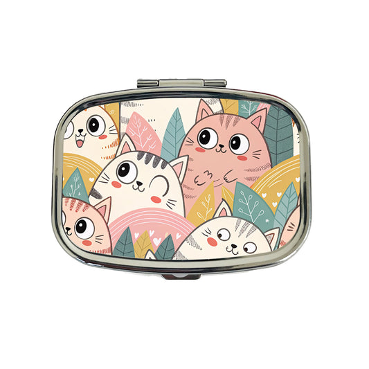 Lots Of Kawaii Adorable Cats Travel Pill Box Case