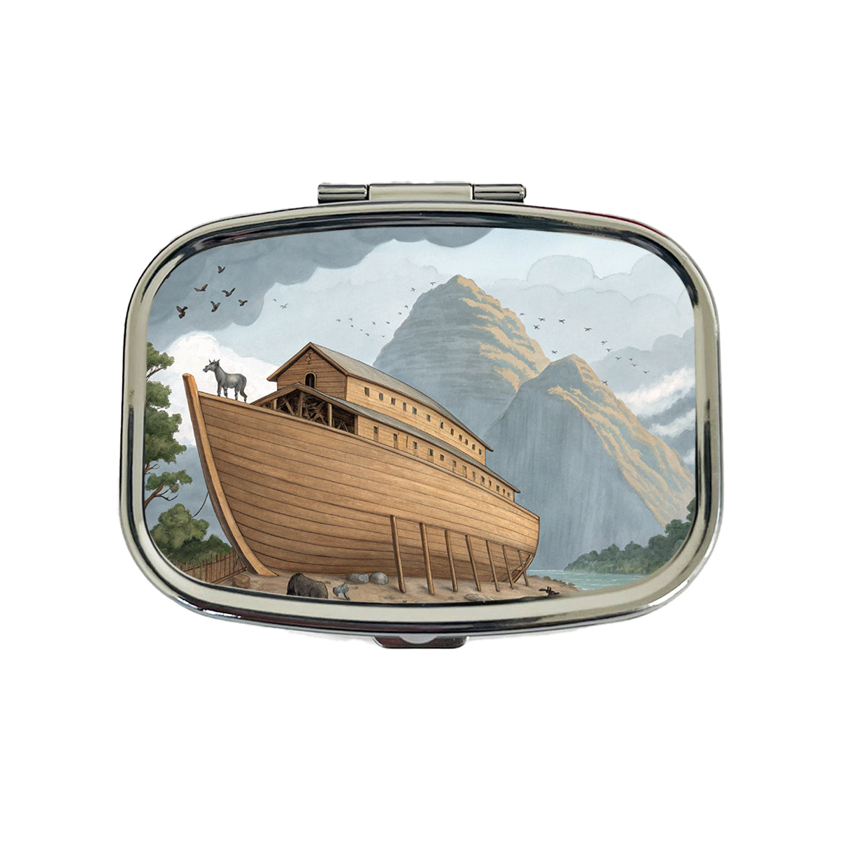 Noah's Ark Drawing Travel Pill Box Case