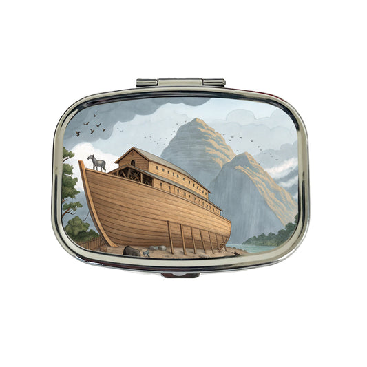 Noah's Ark Drawing Travel Pill Box Case