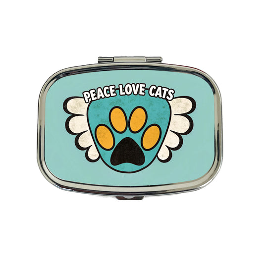 Peace Love Cats Cute Travel Pill Box Case