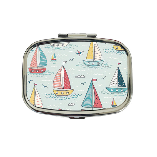 Sailboats Scattered Travel Pill Box Case