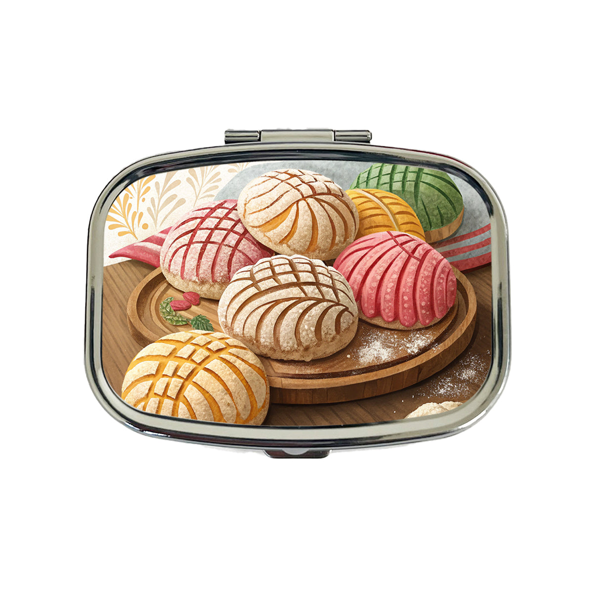 Scattered Conchas Pastry Mexican Sweet Breads Travel Pill Box Case