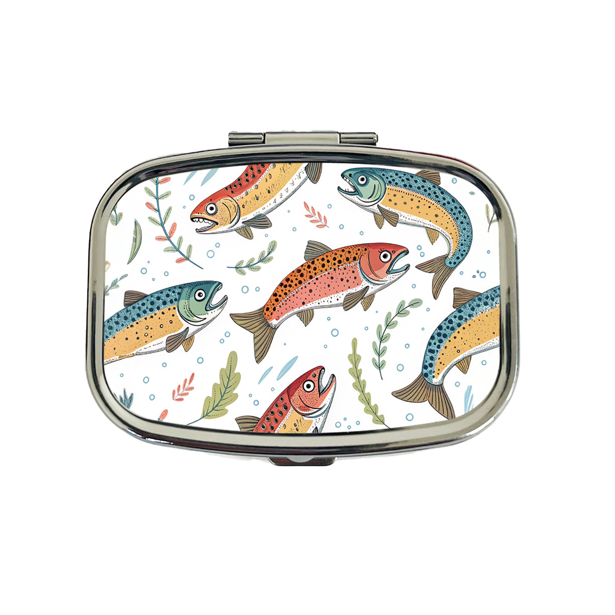Trout Fish Swimming Fishing Travel Pill Box Case